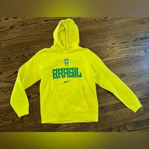 Men’s Brazil Brasil soccer football yellow hoodie sweatshirt size small